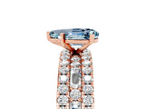 Rose gold Pear Cut Aquamarine Solitaire Ring with Pavé and Channel Set Band_5