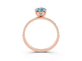 Rose gold Pear Cut Aquamarine Solitaire Ring with Pave Band and Four Prong Setting_15