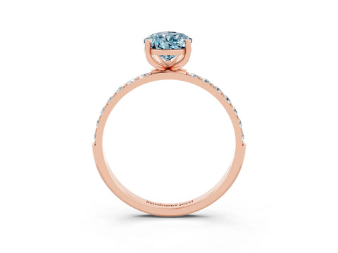 Rose gold Pear Cut Aquamarine Solitaire Ring with Pave Band and Four Prong Setting_15