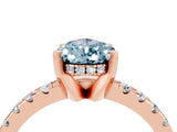 Rose gold Pear Cut Aquamarine Solitaire Ring with Round  Pavé Band and Four-Prong Setting_48