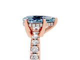 Rose gold Pear Cut Aquamarine Solitaire Ring with Round  Pavé Band and Four-Prong Setting_49