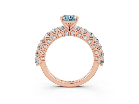Rose gold Pear Cut Aquamarine Solitaire Ring with Shared Prong Pavé Band and Four-Prong Setting_3