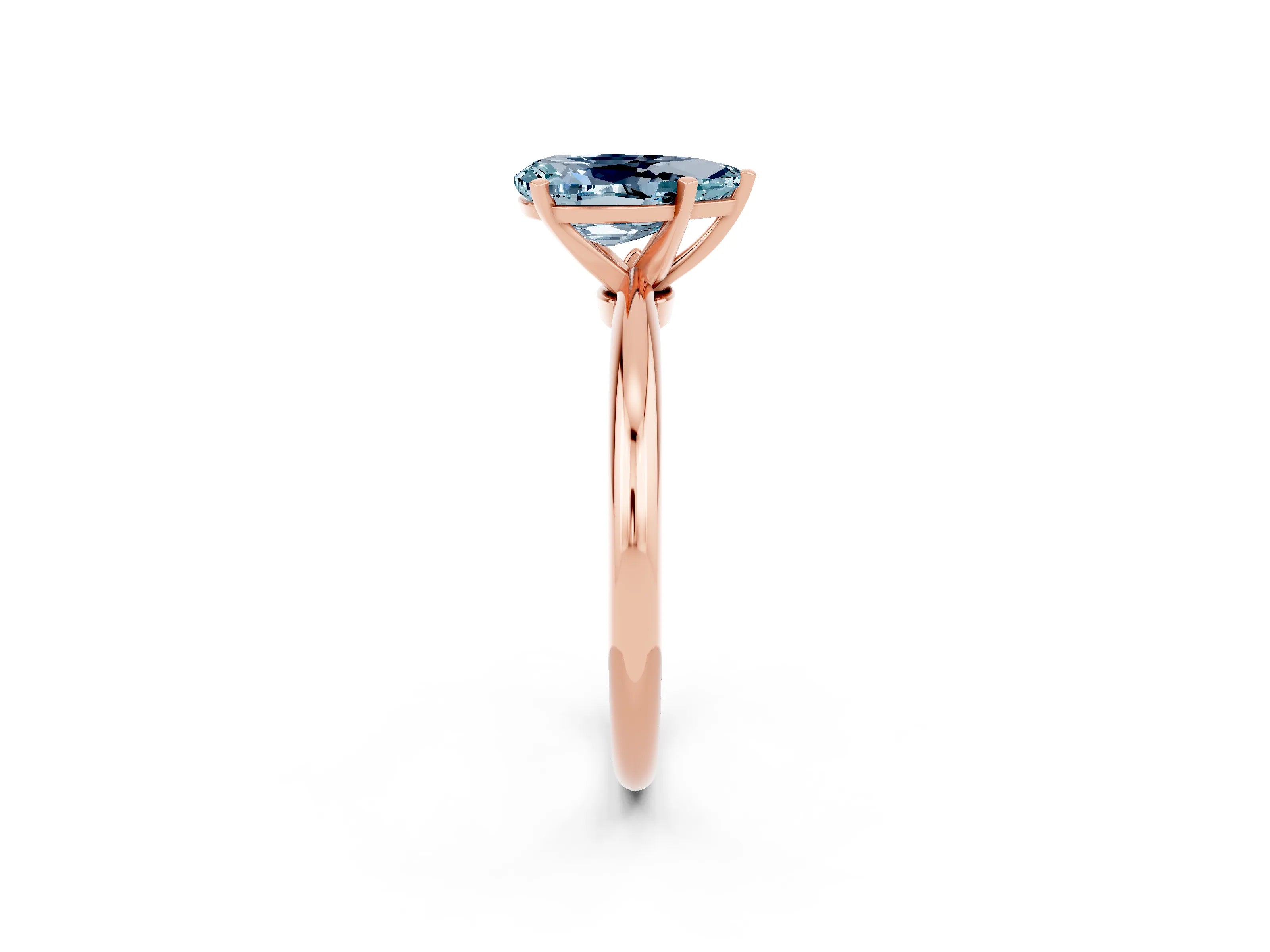 Rose gold Pear Cut Aquamarine Solitaire Ring with Six-Prong Setting and Classic Band_2