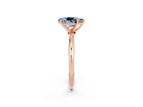 Rose gold Pear Cut Aquamarine Solitaire Ring with Six-Prong Setting and Classic Band_2