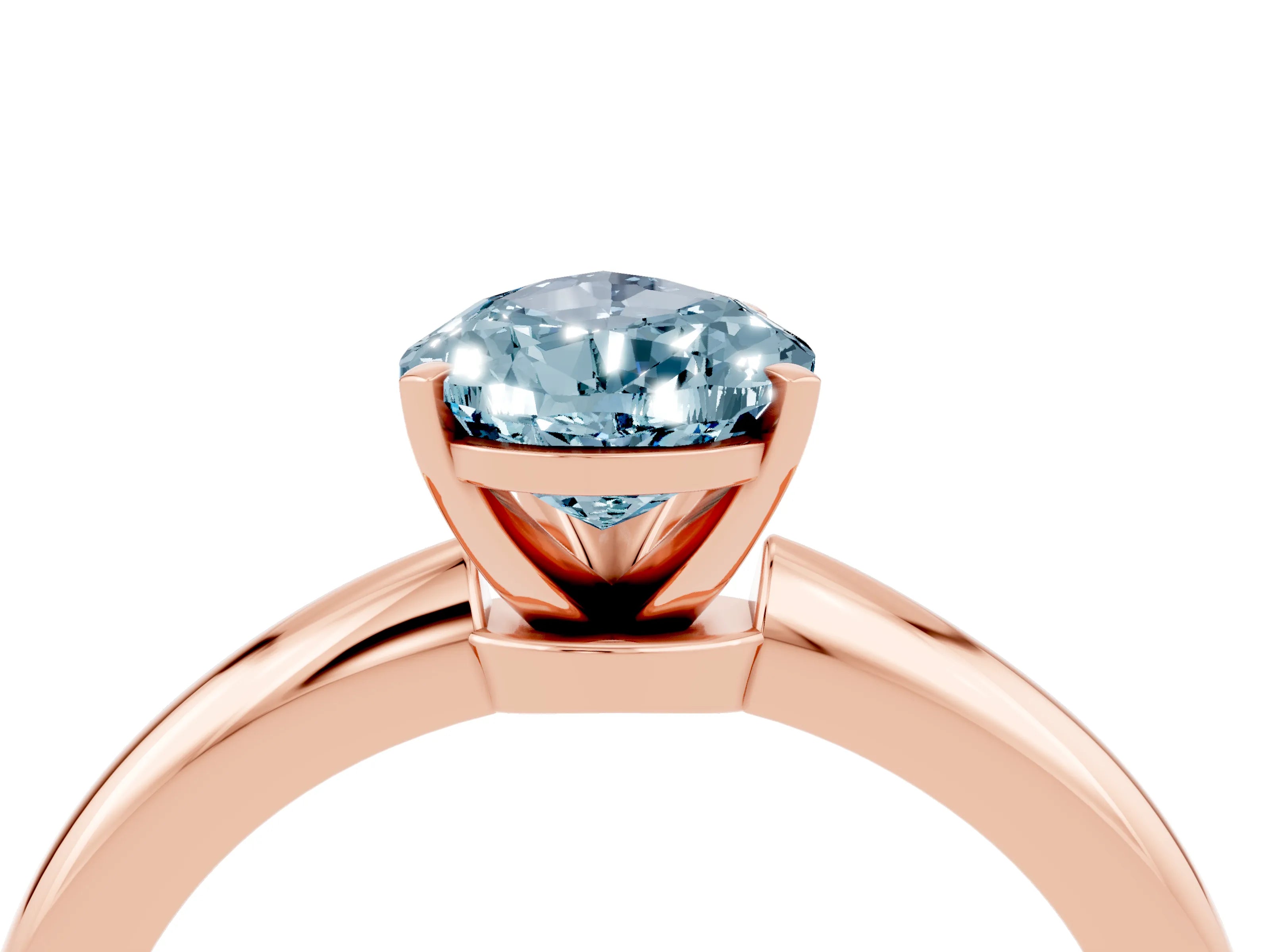 Rose gold Pear Cut Aquamarine Solitaire Ring with Six-Prong Setting and Classic Band_4
