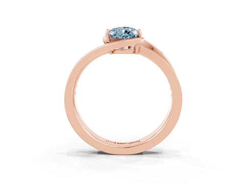 Rose gold Pear Cut Aquamarine Solitaire Ring with Split Shank and Prong Setting_3