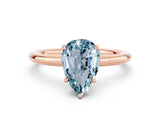 Rose gold Pear Cut Aquamarine Solitaire Ring with Thin Band and Four-Prong Setting_12