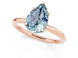 Rose gold Pear Cut Aquamarine Solitaire Ring with Thin Band and Four-Prong Setting_13