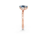 Rose gold Pear Cut Aquamarine Solitaire Ring with Thin Band and Four-Prong Setting_14