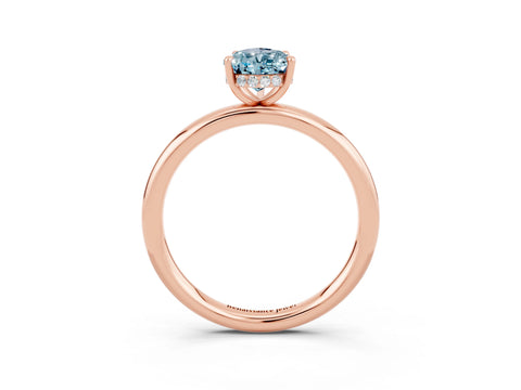 Rose gold Pear Cut Aquamarine Solitaire Ring with Thin Band and Four-Prong Setting_15