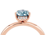 Rose gold Pear Cut Aquamarine Solitaire Ring with Thin Band and Four-Prong Setting_16