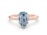 Rose gold Pear Cut Aquamarine Solitaire Ring with Thin Band and Prong Setting_12