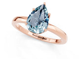 Rose gold Pear Cut Aquamarine Solitaire Ring with Thin Band and Prong Setting_13