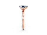 Rose gold Pear Cut Aquamarine Solitaire Ring with Thin Band and Prong Setting_14