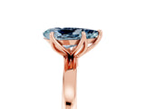 Rose gold Pear Cut Aquamarine Solitaire Ring with Thin Band and Prong Setting_17