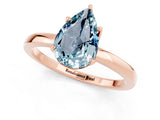 Rose gold Pear Cut Aquamarine Solitaire Ring with Thin Band and Prong Setting_25