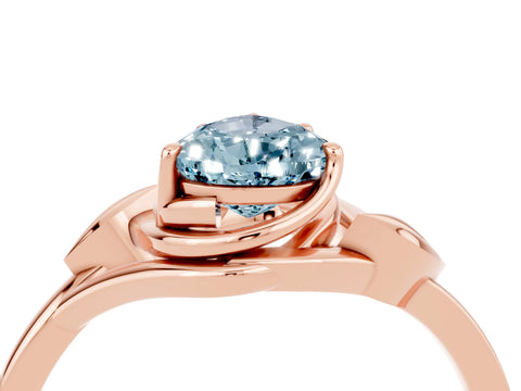 Rose gold Pear Cut Aquamarine Solitaire Ring with Twist Band and Four-Prong Setting_28