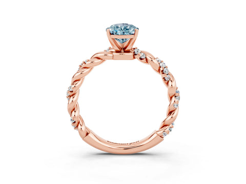 Rose gold Pear Cut Aquamarine Solitaire Ring with Twisted Band and Pavé Accents_3