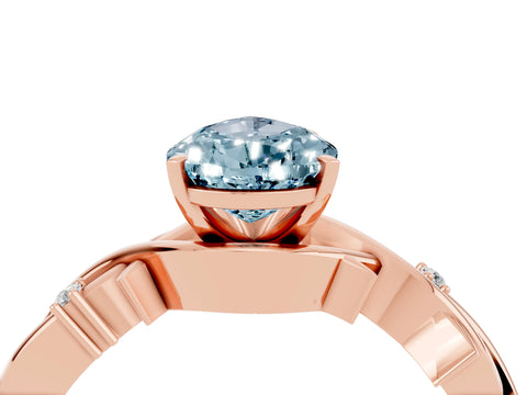 Rose gold Pear Cut Aquamarine Solitaire Ring with Twisted Band and Prong Setting_4