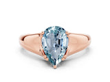 Rose gold Pear Cut Aquamarine Solitaire Ring with Wide Band and Prong Setting