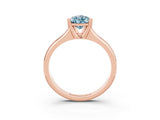 Rose gold Pear Cut Aquamarine Solitaire Ring with Wide Band and Prong Setting_3