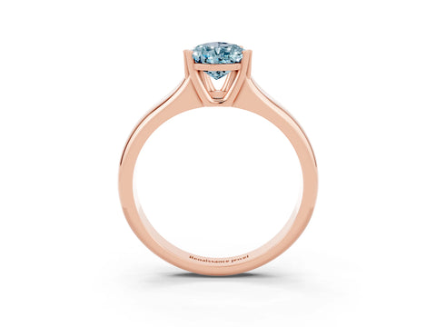 Rose gold Pear Cut Aquamarine Solitaire Ring with Wide Band and Prong Setting_3