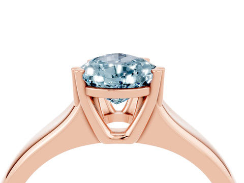 Rose gold Pear Cut Aquamarine Solitaire Ring with Wide Band and Prong Setting_4