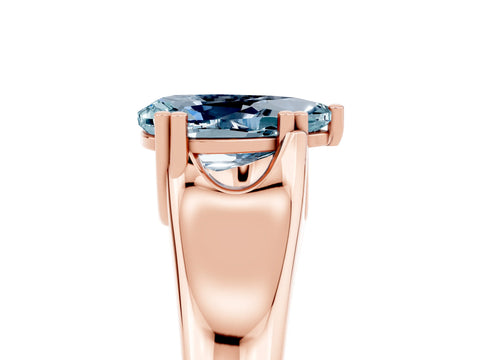Rose gold Pear Cut Aquamarine Solitaire Ring with Wide Band and Prong Setting_5