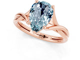 Rose gold Pear Cut Aquamarine Solitaire Twist Band Prong Setting Ring_37