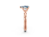 Rose gold Pear Cut Aquamarine Solitaire Twist Band Prong Setting Ring_38