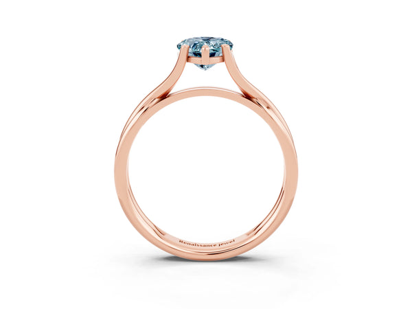 Rose gold Pear Cut Aquamarine Solitaire Twist Band Prong Setting Ring