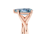 Rose gold Pear Cut Aquamarine Solitaire Twist Band Prong Setting Ring_41