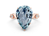 Rose gold Pear Cut Aquamarine Solitaire Twisted Band with Round  Accents and Prong Setting_24