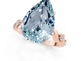 Rose gold Pear Cut Aquamarine Solitaire Twisted Band with Round  Accents and Prong Setting_25