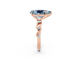 Rose gold Pear Cut Aquamarine Solitaire Twisted Band with Round  Accents and Prong Setting_26