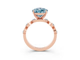 Rose gold Pear Cut Aquamarine Solitaire Twisted Band with Round  Accents and Prong Setting_27