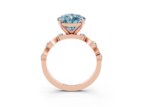 Rose gold Pear Cut Aquamarine Solitaire Twisted Band with Round  Accents and Prong Setting_27