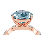 Rose gold Pear Cut Aquamarine Solitaire Twisted Band with Round  Accents and Prong Setting_28