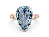 Rose gold Pear Cut Aquamarine Solitaire Twisted Band with Round  Accents and Prong Setting_37