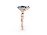 Rose gold Pear Cut Aquamarine Solitaire Twisted Band with Round  Accents and Prong Setting_39