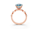 Rose gold Pear Cut Aquamarine Solitaire Twisted Band with Round  Accents and Prong Setting_40