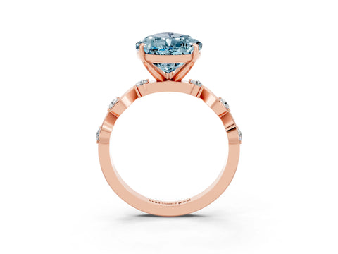 Rose gold Pear Cut Aquamarine Solitaire Twisted Band with Round  Accents and Prong Setting_40
