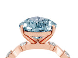 Rose gold Pear Cut Aquamarine Solitaire Twisted Band with Round  Accents and Prong Setting_41
