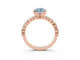 Rose gold Pear Cut Aquamarine Solitaire with Side Stones, Pave Band, Four-Prong Setting_27