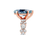 Rose gold Pear Cut Aquamarine Solitaire with Side Stones, Pave Band, Four-Prong Setting_29
