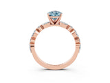 Rose gold Pear Cut Aquamarine Solitaire with Side Stones on a Pavé Band and Four-Prong Setting_3
