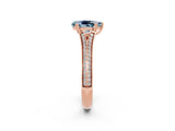 Rose gold Pear Cut Aquamarine Split Shank Engagement Ring with Pavé Band_2