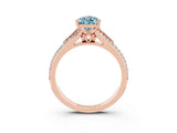 Rose gold Pear Cut Aquamarine Split Shank Engagement Ring with Pavé Band_3