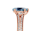Rose gold Pear Cut Aquamarine Split Shank Engagement Ring with Pavé Band_5