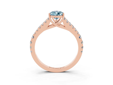 Rose gold Pear Cut Aquamarine Split Shank Pavé Engagement Ring with Four-Prong Setting_15